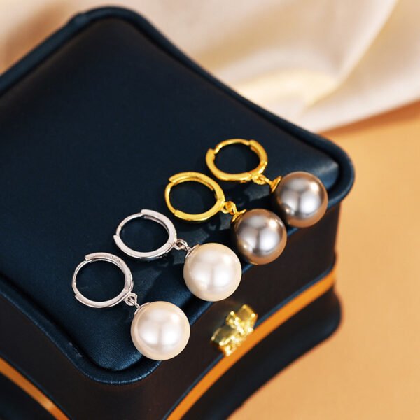 S925 Sterling Silver Earrings Ear Button Pearl